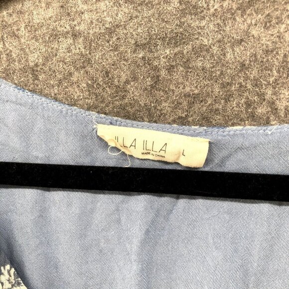 Illa Illa Romper Womens Large L Blue Floral Boho Ruffle Hem V-neck Short Sleeve - Picture 5 of 10